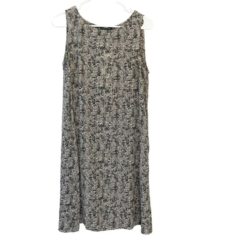 Eileen Fisher 100% Silk Black Roadster Sleeveless Dress Bateau M Womens $278